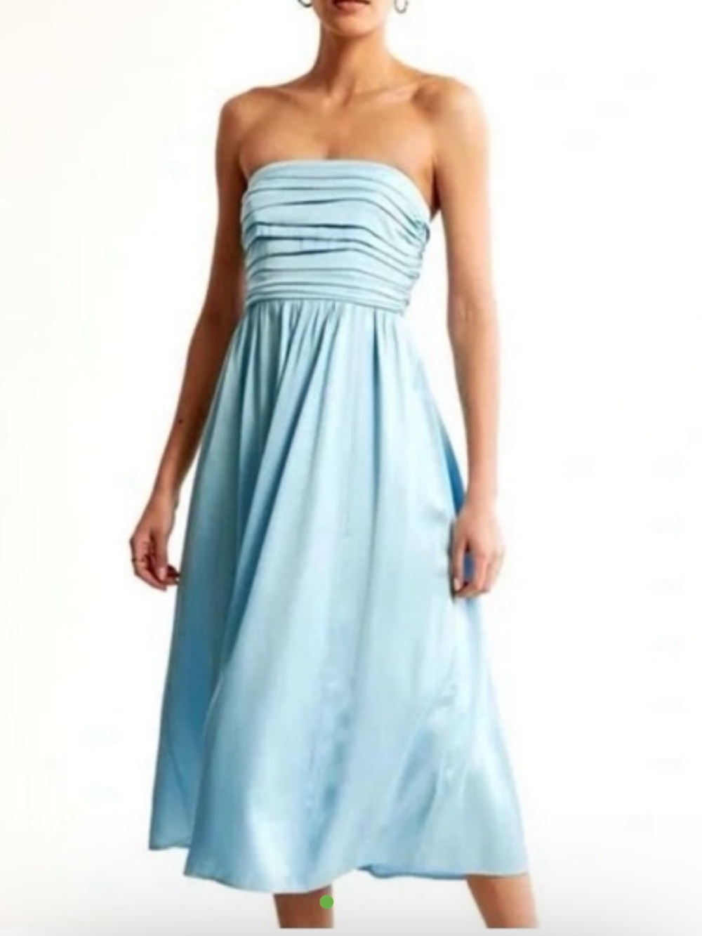Abercrombie & Fitch Light Blue Strapless Pleated Bodice Midi Dress